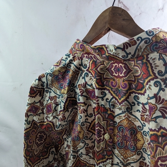 Chicos Shirt Women XL 3 Pink White Paisley Non Iron Wrinkle Button Up Back - Picture 6 of 12